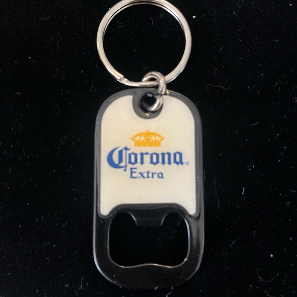 Corona Bottle Opener Keychain - Black and White vintage